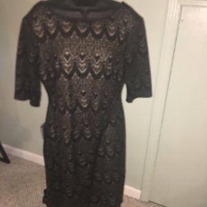 Connected Apparel Black & Tan Lace Dress